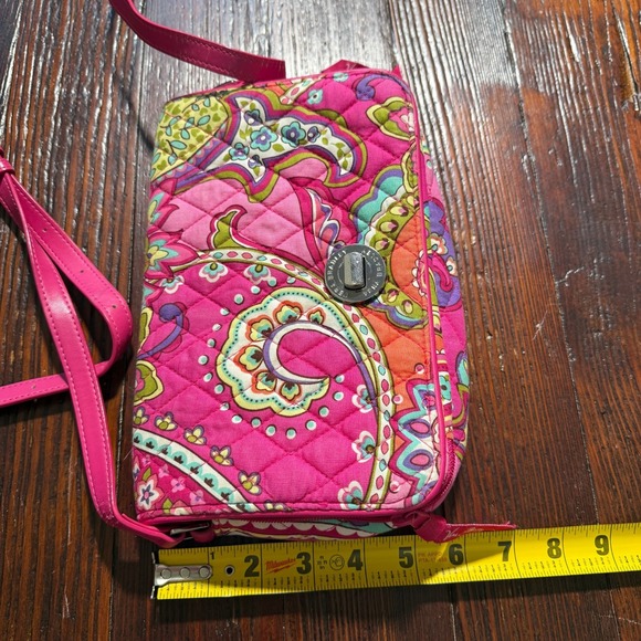 Vera Bradley Wallet Crossbody Pink Swirl Paisley Floral Turn Lock - Picture 10 of 10